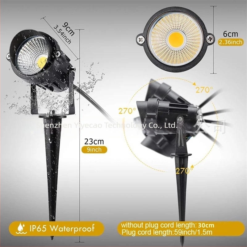 LED tájvilágítás a kerthez és a gyephez, alumínium ház, COB LED, IP65, modell SL-CPD01, CE tanúsítvány