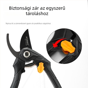 SK5 acélból készült kerti metszőolló, ergonomikus design a könnyebb metszenihez, gyümölcsfákhoz, virágokhoz és bonsajokhoz; vágja a vastag ágakat