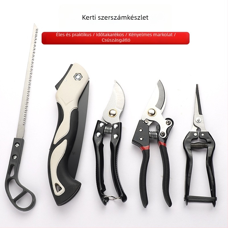 Brken SK-5 Öt részes kerti készlet: metszőolló, metszőfűrész, összecsukható fűrész, virágágak vágóeszközei