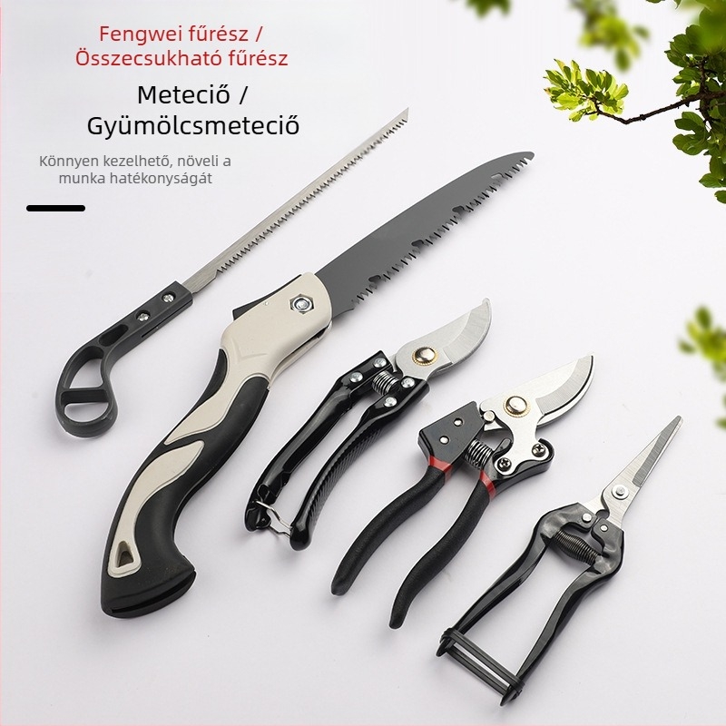 Brken SK-5 Öt részes kerti készlet: metszőolló, metszőfűrész, összecsukható fűrész, virágágak vágóeszközei