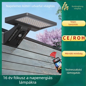 Napelemes kültéri kertfalikar mozgásérzékelővel, IP65, 10W, 3.2V, 12–16 órás működés