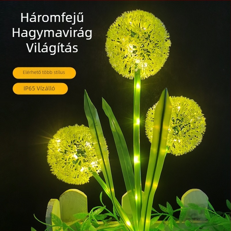 Napelemes hagymalámpa — 3W LED, IP65, folyamatos világítás 16–24 óra