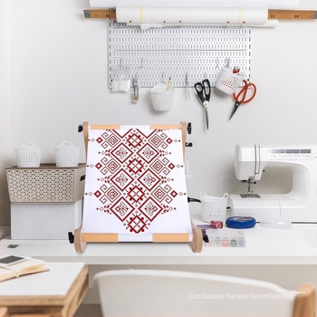 Fából készült állítható hímzőkeret keresztszemeshez – késztermék, textil hímzés, eredet Cao County