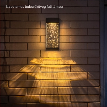 Napelemes kültéri falikar villa kerthez, 2–3 LED, 15 lm, 2800–3200K, 180° fénysugár, IP44