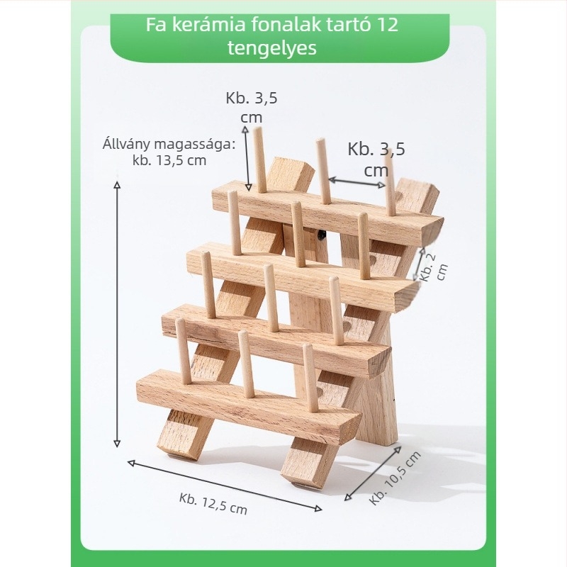 Összecsukható tömörfa varrószál-tartó, otthoni használatra, tekercs tárolás