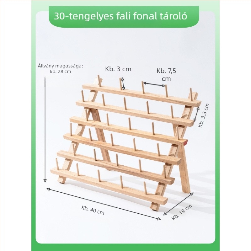 Összecsukható tömörfa varrószál-tartó, otthoni használatra, tekercs tárolás