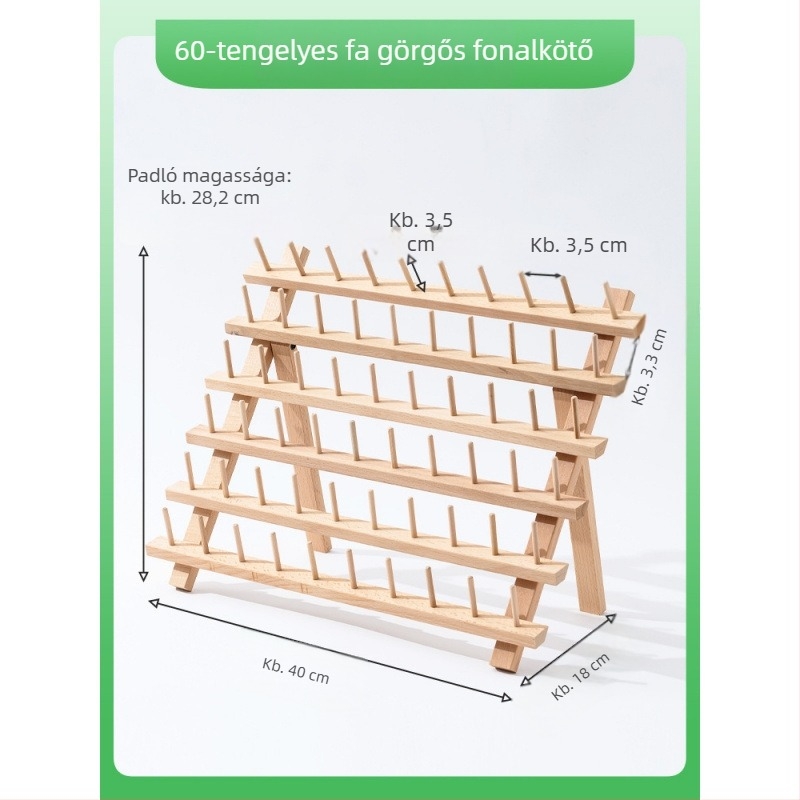 Összecsukható tömörfa varrószál-tartó, otthoni használatra, tekercs tárolás