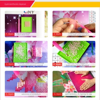 Gyémántos festés és gyémánt keresztszemes hímzés textil kézműves termék, motív Sima vitorlázás
