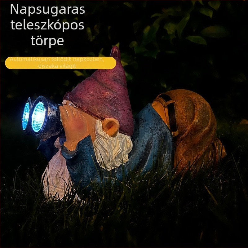 Kerti napelemes lámpa gyantából, elf alakú teleszkópos design, IP55, 1,2W, modell SAT-23588, testreszabás elérhető
