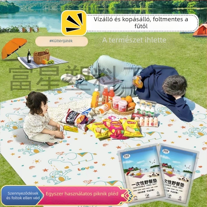 Egyszer használatos piknik takaró kempingezéshez – nem szőtt anyag, vízálló és nedvességálló, bőrbarát és légáteresztő anyag, 4–8 személyre, súly 190 g