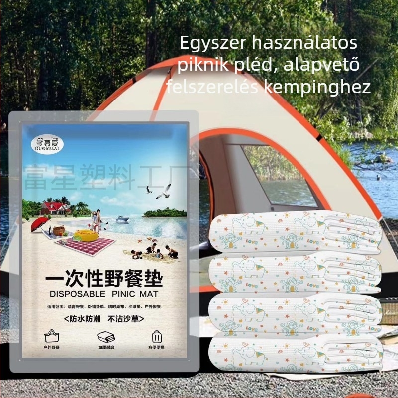 Egyszer használatos piknik takaró kempingezéshez – nem szőtt anyag, vízálló és nedvességálló, bőrbarát és légáteresztő anyag, 4–8 személyre, súly 190 g