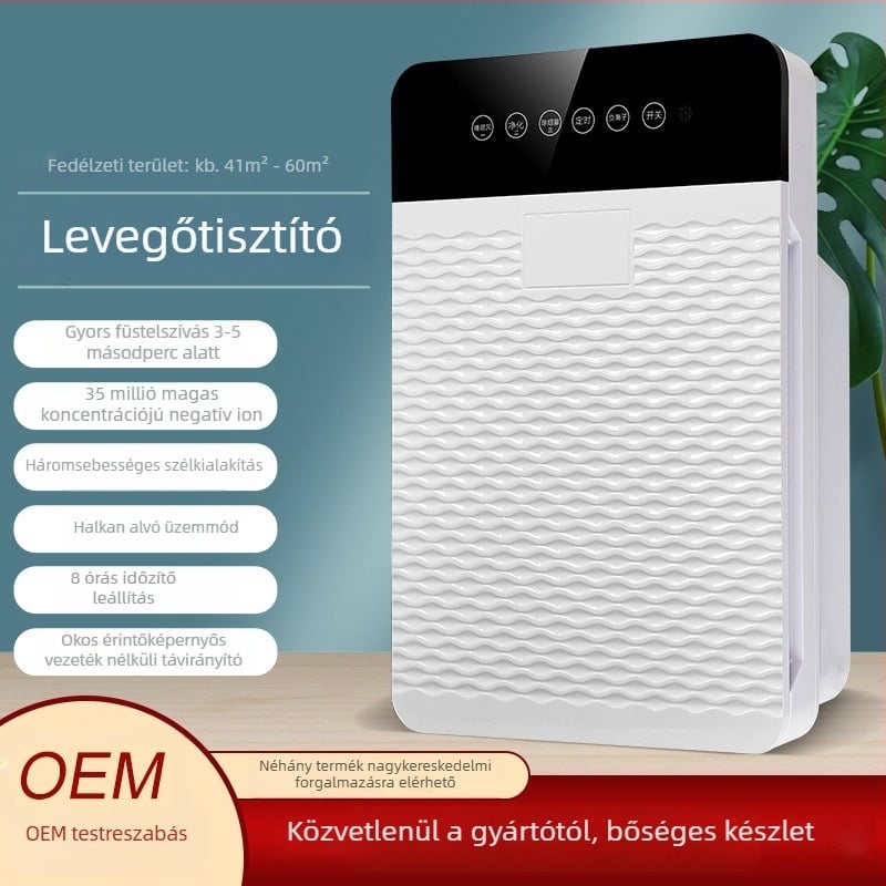 Otthoni légtisztító negatív ion és UV-szűrővel, kompakt szűrő, légáram 51–150 m³/h, zaj 36–45 dB, 31–40 m²-es helyiségekhez, távirányítóval