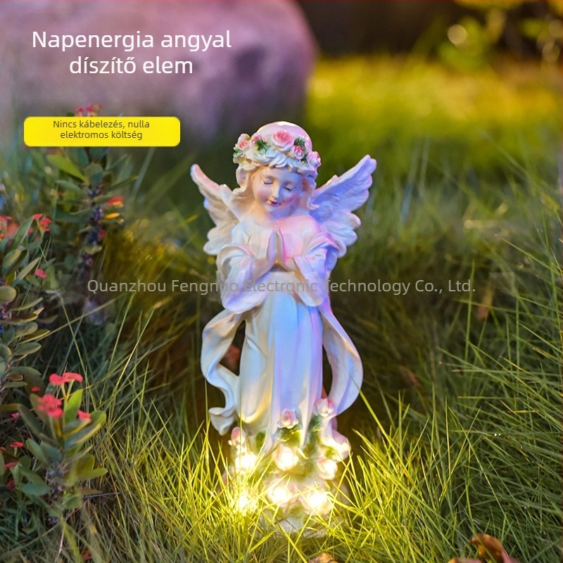 Napelemes tájvilágítás kültérre – Európai stílusú angyalkert, LED amber, IP65, Modell Fairy Landscape Light (1W, 1.2V)