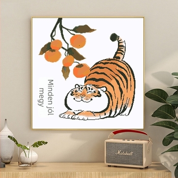 11CT keresztöltéses készlet, Cartoon tigris, 2026-os új modell, kínai stílus, nappali vagy hálószoba dekor