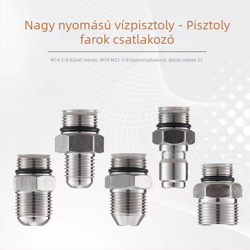 Rozsdamentes acél, 3/8 külső menet, gyorscsatlakozó adapter magasnyomású mosóhoz, modell 133, autómosó pisztoly kimenet