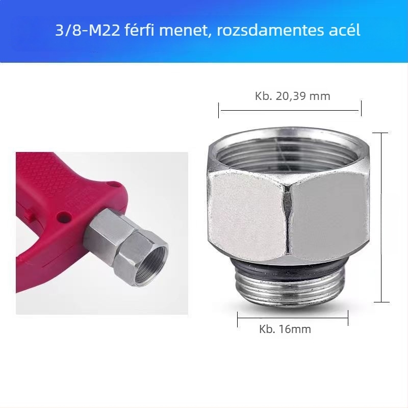 Rozsdamentes acél, 3/8 külső menet, gyorscsatlakozó adapter magasnyomású mosóhoz, modell 133, autómosó pisztoly kimenet