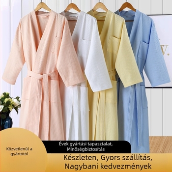 Pamut fürdőköpeny, 700 g, egyszálas fonal, szegélyezés, logó testreszabás szállodai használatra