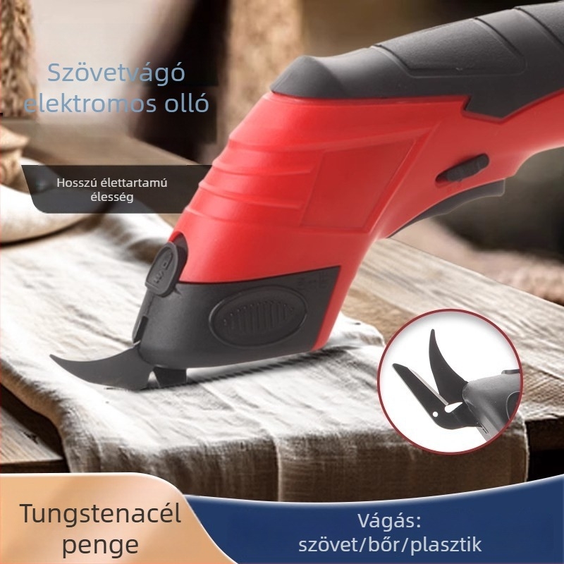 Textil- és bőrhöz használható elektromos olló – kézben tartható, lítium akkumulátorral, 3.6V