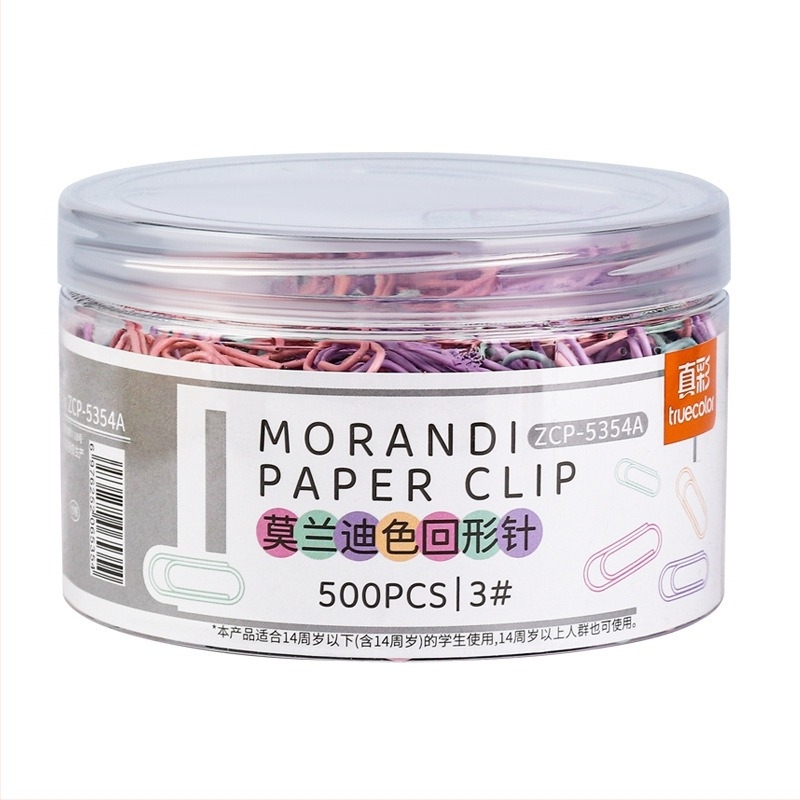 Fém papírklipsz Truecolor Pclip, modell Pclip, anyaga: fém, csomagolás: konzervdoboz, 500 darab