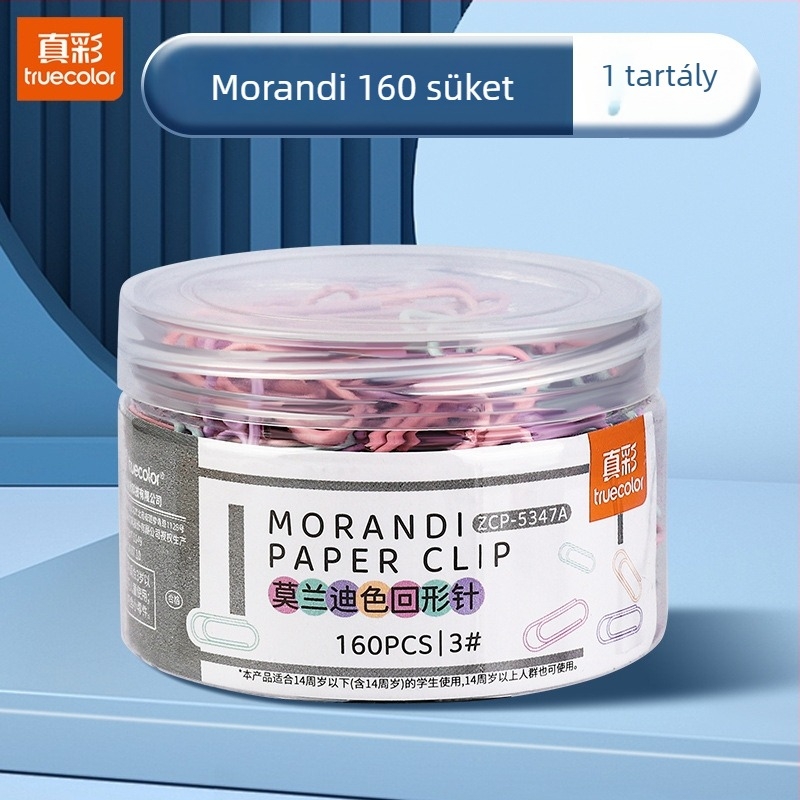 Fém papírklipsz Truecolor Pclip, modell Pclip, anyaga: fém, csomagolás: konzervdoboz, 500 darab