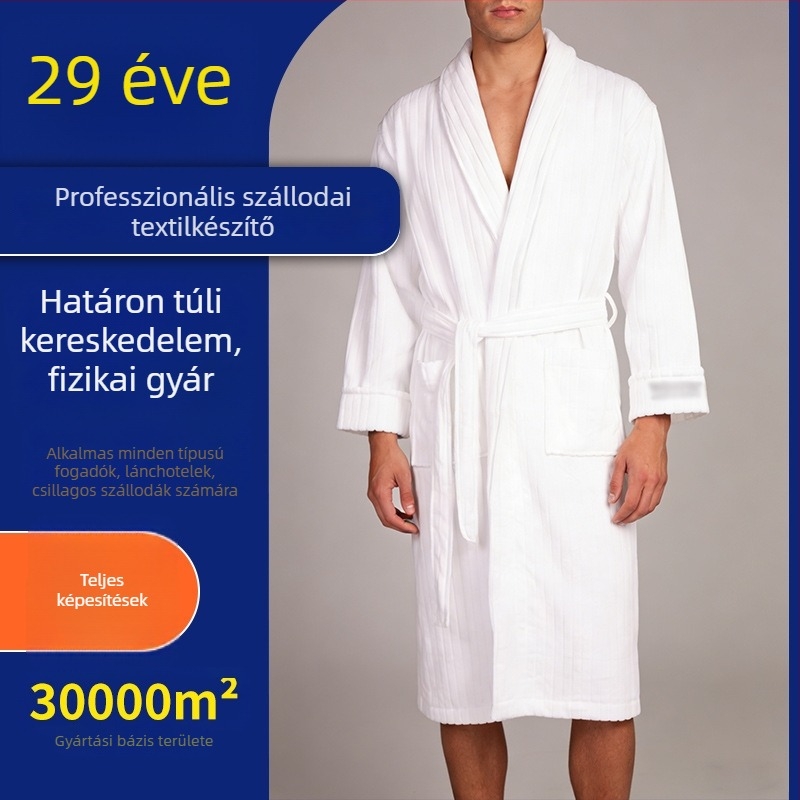 100% pamut jacquard velúr fürdőköpeny, nedvességfelszívó és gyorsan száradó, kozmetikai szalonok, vendégházak és párok részére