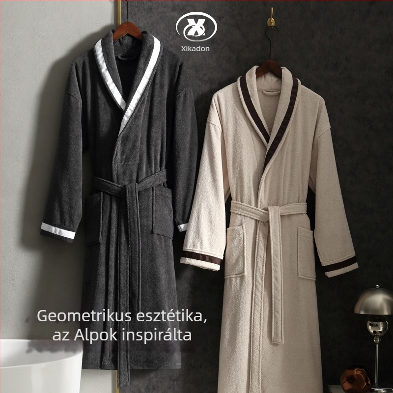 Hotel pamut fürdőköntös, 1300 g, egyszálas fonal, szegélyezés, logó nyomás elérhető