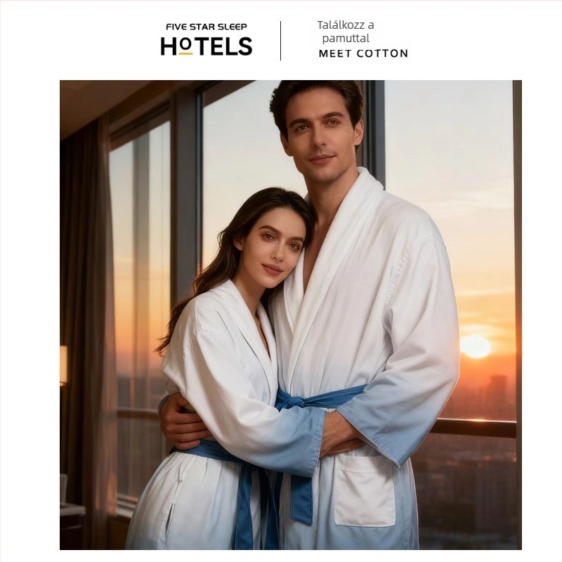 Gabardine fürdőköpeny, téli, fehér, puha és nedvszívó, szállodákhoz és spa-khoz