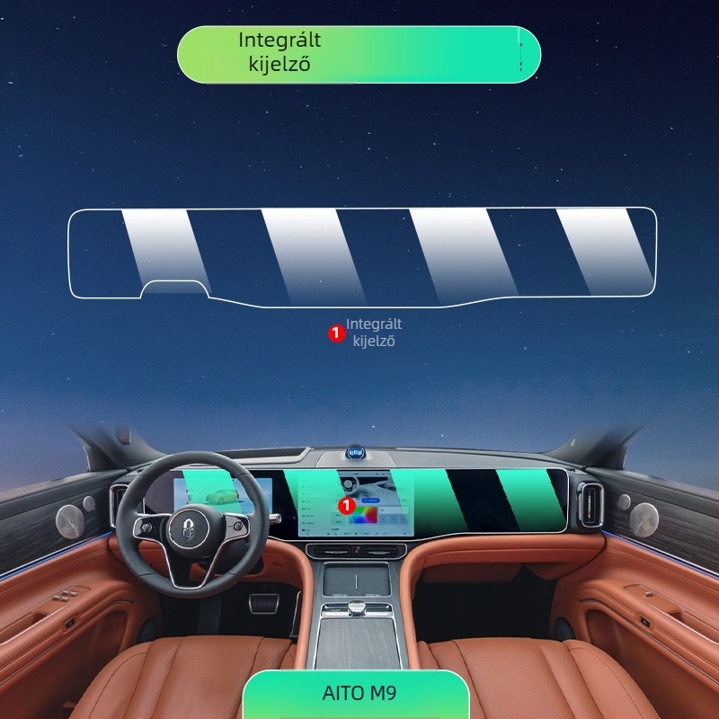 Huawei 2024 M9 központi kezelő/navigációs kijelzőt védő edzett üveg fólia — egy darabból készült forma; ellenáll a magas és alacsony hőmérsékletnek; karcolás- és kopásálló; ujjlenyomat-mentes