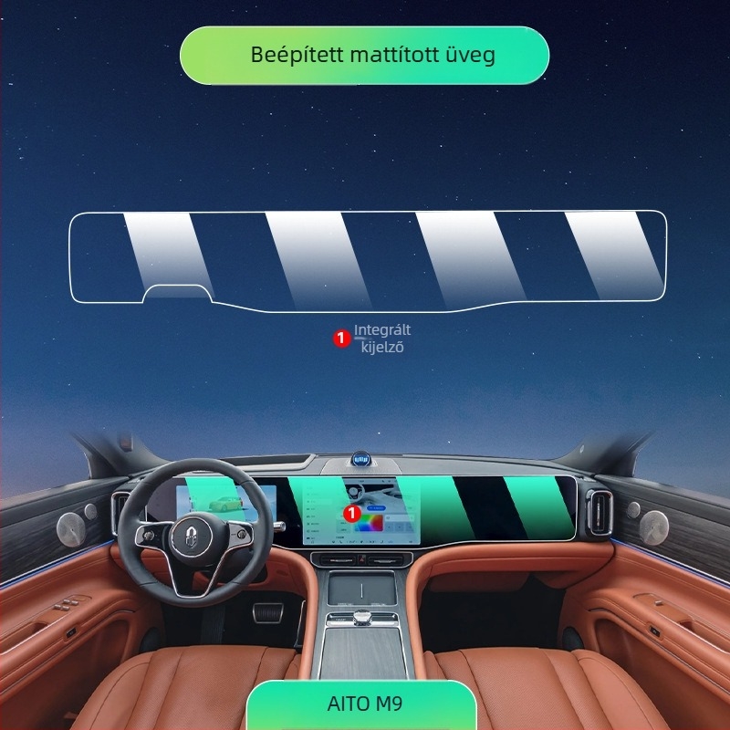 Huawei 2024 M9 központi kezelő/navigációs kijelzőt védő edzett üveg fólia — egy darabból készült forma; ellenáll a magas és alacsony hőmérsékletnek; karcolás- és kopásálló; ujjlenyomat-mentes