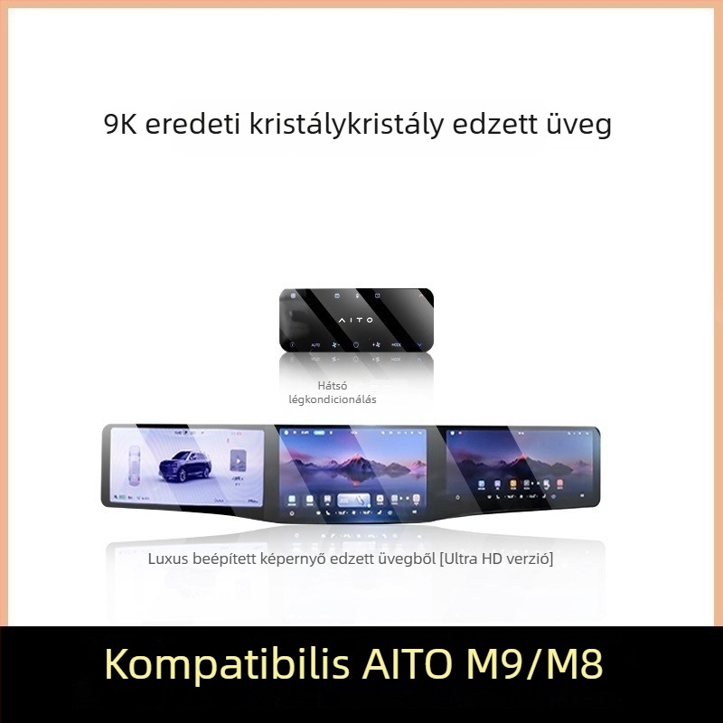 Huawei 2024 M9 központi kezelő/navigációs kijelzőt védő edzett üveg fólia — egy darabból készült forma; ellenáll a magas és alacsony hőmérsékletnek; karcolás- és kopásálló; ujjlenyomat-mentes