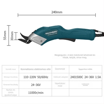 Textil- és bőrcsiszolásra szolgáló elektromos olló - SNUOK; Újratölthető lítium akkumulátor; Névleges feszültség: DC 3.6V; Alkalmas textilek és bőr vágására/fazonírozására; Feszültségtartomány: AC 50–250V