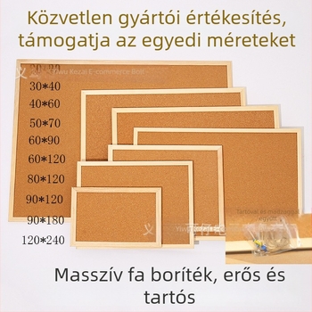 Függő parafatábla fa kerettel, egy- és kétoldalas, modern minimalist stílusú hirdetőtábla otthonhoz és óvodához