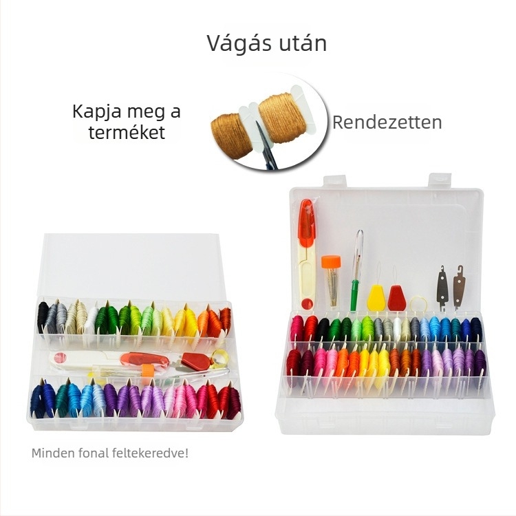 Keresztöltés készlet — ökológiai pamut hímzőfonalak, DIY kézzel készített karkötő készlet tároló dobozzal, körülbelül 222 g