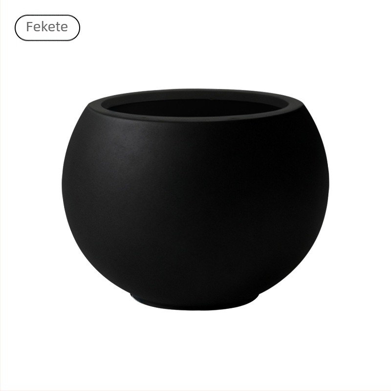 Gömb alakú magnézium-oxid virágtartó – öntöző, tartós cementes kivitel asztali vagy álló használatra