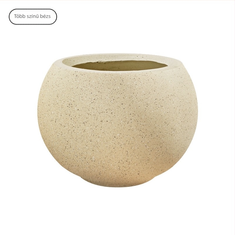 Gömb alakú magnézium-oxid virágtartó – öntöző, tartós cementes kivitel asztali vagy álló használatra