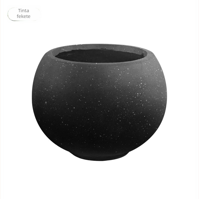 Gömb alakú magnézium-oxid virágtartó – öntöző, tartós cementes kivitel asztali vagy álló használatra