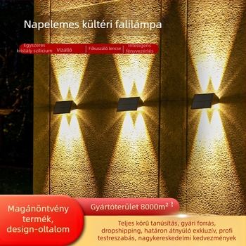 Napelemes kültéri falikar kerthez – LED falikar, modern dizájn, IP54