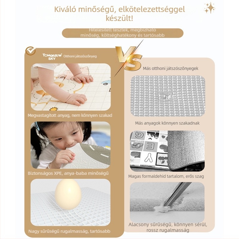 XPE vastagított babakúszó matrac, összecsukható habszivacs matrac kétoldalas nyomtatással, téglalap alakú padlómatrac otthonra