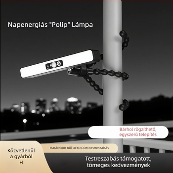 Napelemes klipslámpa, rugalmas tartóval, vízálló kemping világítás