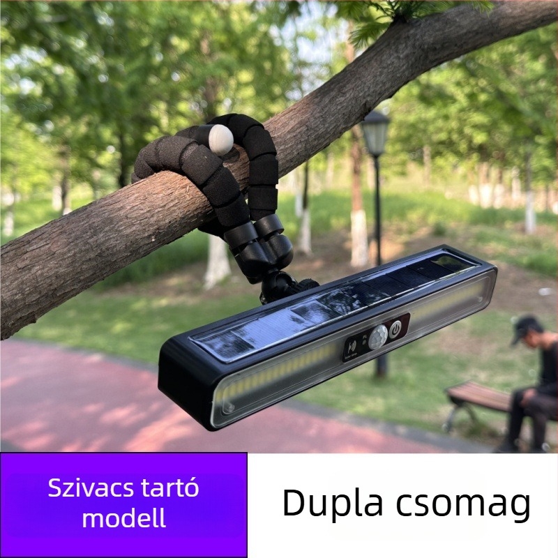 Napelemes klipslámpa, rugalmas tartóval, vízálló kemping világítás