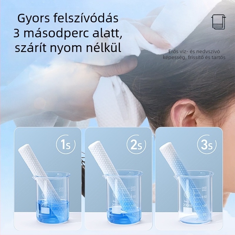Egyszer használatos hajtörölköző szépségszalonok számára, regenerált cellulóz rost, fa pulp rost, 0-5 másodperces nedvszívás, sima szövés, testreszabható feldolgozás