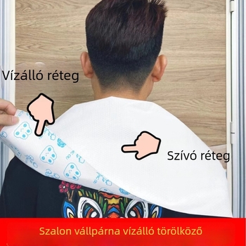 Egyszer használatos fodrászati törölköző, vízálló vállpárna, fa rostból készült, 140 g, vízfelvétel 0–5 s, logó nyomtatás lehetőség