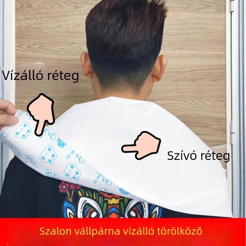 Egyszer használatos fodrászati törölköző, vízálló vállpárna, fa rostból készült, 140 g, vízfelvétel 0–5 s, logó nyomtatás lehetőség