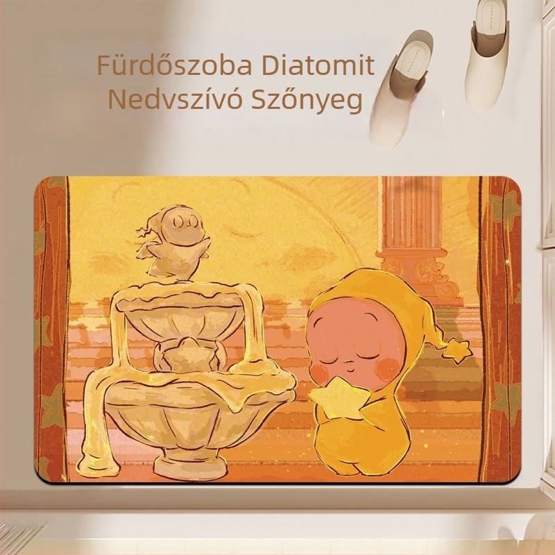 Exquisite puha fürdőszobai szőnyeg diatomitból – nedvszívó, csúszásmentes, piszokálló, könnyen tisztítható, rajzos mintával