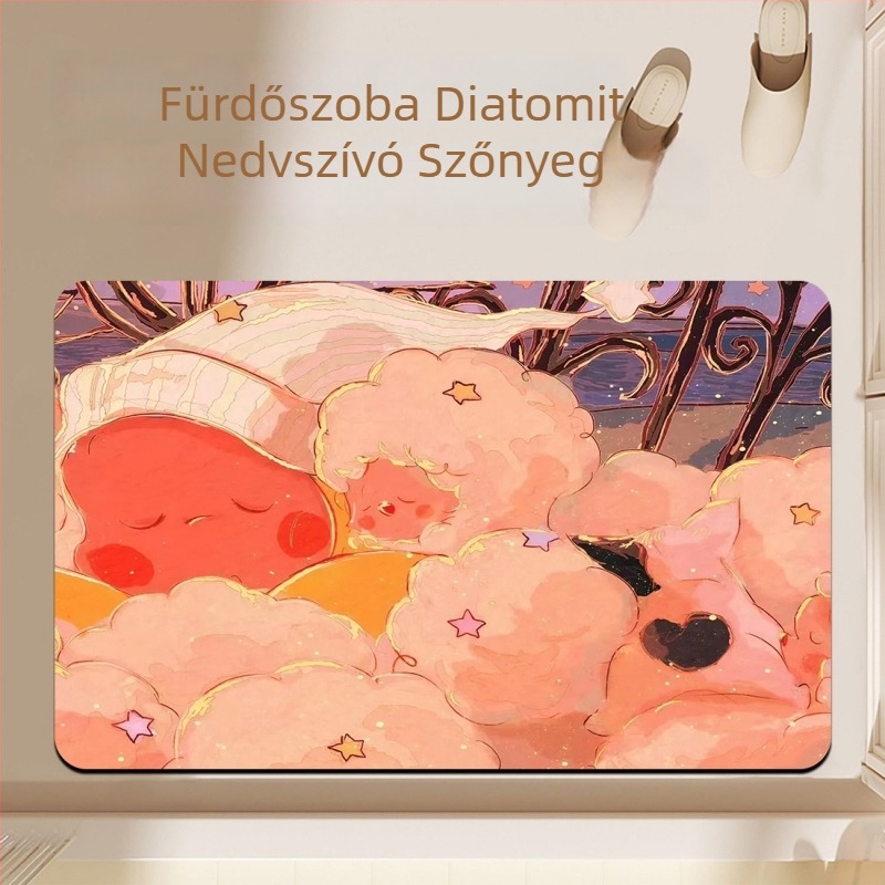 Exquisite puha fürdőszobai szőnyeg diatomitból – nedvszívó, csúszásmentes, piszokálló, könnyen tisztítható, rajzos mintával