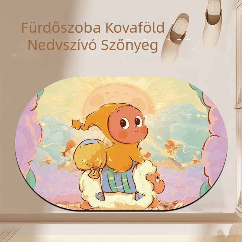 Exquisite puha fürdőszobai szőnyeg diatomitból – nedvszívó, csúszásmentes, piszokálló, könnyen tisztítható, rajzos mintával