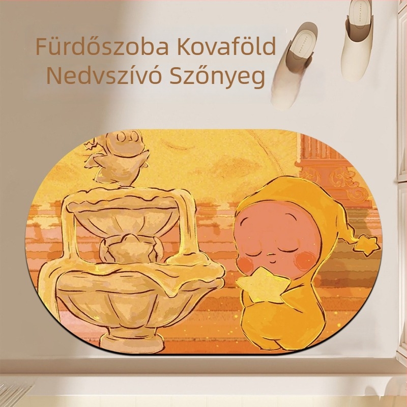 Exquisite puha fürdőszobai szőnyeg diatomitból – nedvszívó, csúszásmentes, piszokálló, könnyen tisztítható, rajzos mintával