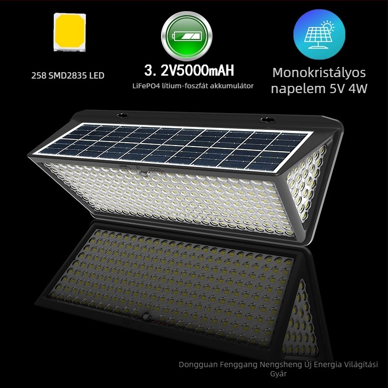 Napelemes falikar kültéri IP65, LED, 100 W, radar érzékelés, NS158 modell