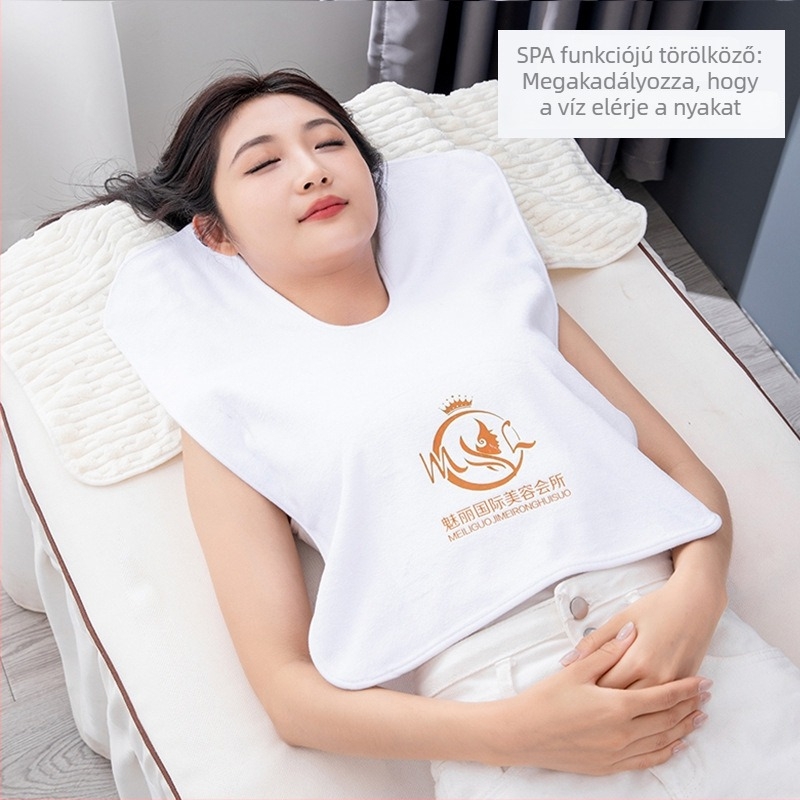 U‑formájú masszázs törölköző arckezeléshez spa-hoz, mikroszálas, logó nyomtatás, párnahuzat és fejkendő