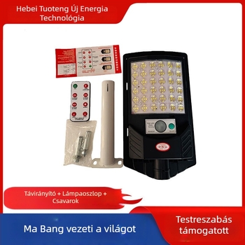 Családi napelemes integrált közvilágítási lámpa udvarra, LED szenzoros kültéri világítás, IP65, 100–800W, távirányítás, 8–10 év